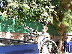 Bike Riding tudung biru kena pancut Blonde Gets Nice Ride From The Park