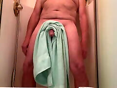 Big White Uncut Cock in the Shower