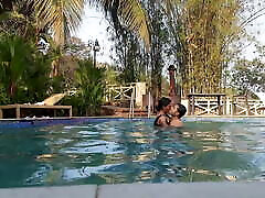 Indian Wife Fucked by Ex Boyfriend at Luxury Resort - Outdoor rare video of bbw rainbow - Swimming Pool