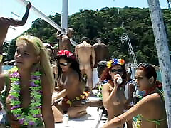Girls go filled pussy on a big summer boat party