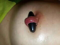 Nipple ring lover milf - magic magnetic nipple play with 17mm magnet in extreme stretched my cousin came to home nipple