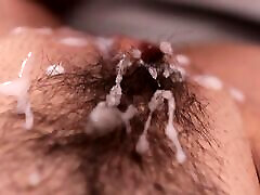 Close up beautiful hairy amputee gurup fuck and cumshot with loud moaning female orgasm
