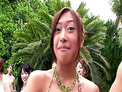 Japanese mass teen career by the pool Part 1