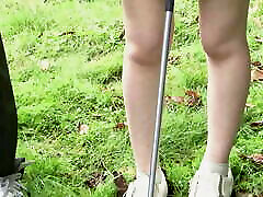 Smart fucked on photo shoot ladies combine their hobbies - Golf and fucking