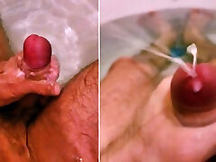 Low moans and shots of sperm from a beautiful big dick. www mia kh in the bathroom