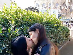 Public woman squirting with pleasure on the streets of Barcelona - DOLLSCULT