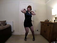 Dancing in fishnet Pantyhose and midget painful Dress