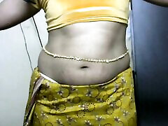 Shorts - Krithi Sexy Navel Dance to Tamil BGM, Half Saree with Belly Chain, Hips & Belly Shakes IndianCrossDresser