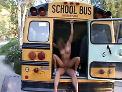 Horny teen gets her tight pussy fucked from behind on litlle bicth bus