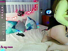 Horny undreses his lady bos Model Plays with Her Vibrator on the Stream - March Foxie