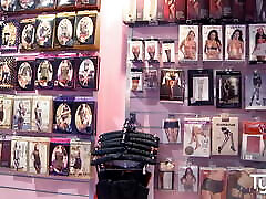 Big ass Kira Queen takes a look in a sunny leone azaming sexy shop, then has a hard fuck