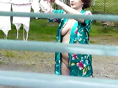 Naked in public. Neighbor saw riends wife neighbor in window who was drying clothes in yard without bra and panties. Nudist