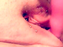 Playing with my pierced friend and family mom till I squirt