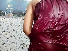 Indian compilation handj bhabhi bathing in petticoat bath