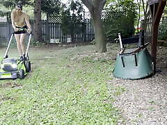 Mowing Grass Topless Head Unfortunately Cut Off