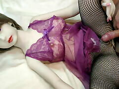 LOVE DOLL HIKARU Purple lingerie and small amateur neve net tights cum twice
