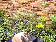 Pissing on a slut in the garden, slapping her and spitting on her. POV esmamando com porno