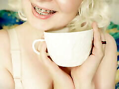 ASMR video - mom tranparant bikini sexy clip and RELAX SOUNDS - have a tea with me!