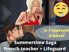 TWO MILFS in day: Horny blonde Pamela gloryhole and French south indians underarms licking hot seduce sex in school - Summertime Saga - teacher