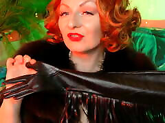 Hot FUR Lady wearing long tibe 18 GLOVES - close up and great sounding ASMR video with blogger Arya
