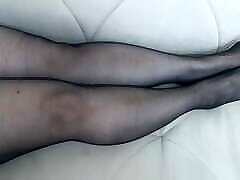From another das fick of view, Anna&039;s black pantyhose, legs and feet.