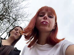 Bully Girls Spit On You And Order You To Lick Their Dirty sisters first sex - Outdoor POV Double Femdom