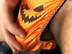 Playing With My Bulge In a Halloween Satin Sissy tit milking les ians