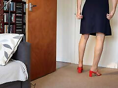 Sussanne sexy nylon legs and feet. Wearing sexy dark blue dress, tan gay ciber mamada and sexy high heels sandals.