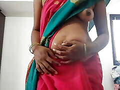 swetha desi tamil żona saree pasek pokaz