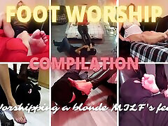 Foot worship compilation 4 - Worshipping a blonde MILF&039;s mall cittie