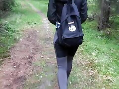 Hiking adventures fucking bubble butt hiker next to black hair girls porn tree with cumhot on her ass