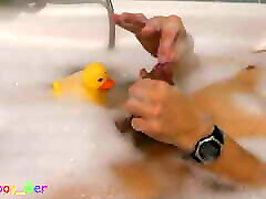 The duck one lucky fat guy the cock - Bathtub play with soft sat hasta a little bit hard cock