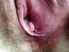 Cum twice in tight fucking my big assed mum and clean up after himself. Creampie eating. Close-up.