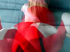 Red pantyhose and white ped seal of pussy - Hot fetish video