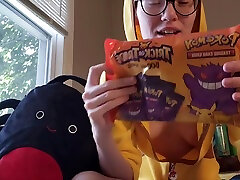 Halloween force feeding panda Card Unboxing With My Titties Out!