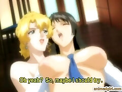после того, как лесбиянка ублажает дилдо японским аниме, готова к жесткому траху