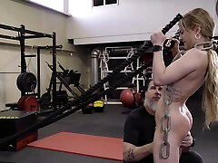 stunning blonde Kristen Scot gets her pussy pounded at the gym