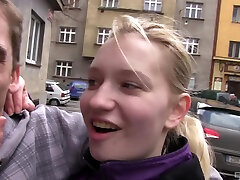 Blue eyed blonde cutie Monika L picked up on the street and pounded