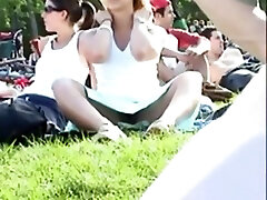 cute pussy under the skirt in the park