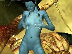 neytiri se masturba su jugoso coño en el bosque avatar