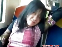 Asian milf rubs arabian sex star couple seduce teen for threesome on a train.