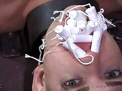 Shaved beauty Abigail Dupree having a very messy BDSM adventure