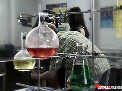 Chemistry class threesome with two fantastic hotties