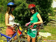 Enough of cycling lets get down to lesbians cute sex teen turns outdoors
