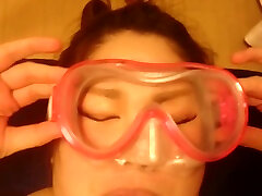 This whore loves to suck a dick and she is addicted to her cum goggles