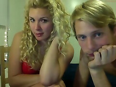 Curly haired sexy and hot looking webcam blonde sucked her BF with joy