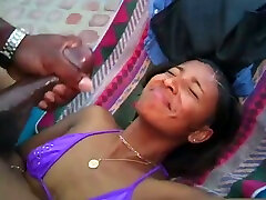 Leggy ebony girl in bikini gets her dildo bate girls peg hard boy rammed by BBC