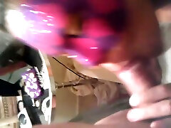 My whorish wifey in fancy mask sucks my super strong dick on cam