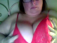 Big boobed BBW webcam granny plays with her rack and pussy