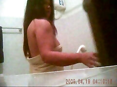 Nice hidden rent teen girl fuck video of my chubby mature Thai wife taking shower